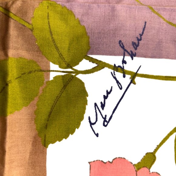 Wamsutta Vintage cotton Designer signed Floral print handkerchief scarf … - Picture 8 of 10